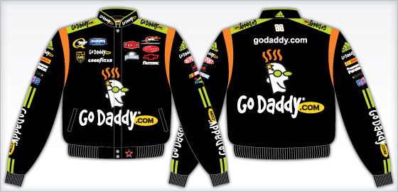 NASCAR Go Daddy Jacket Dale Jr 88 Black Adult Twill