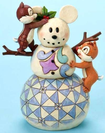 JIM SHORE DISNEY CHIP & DALE W/MICKEY SNOWMAN FREE S/H