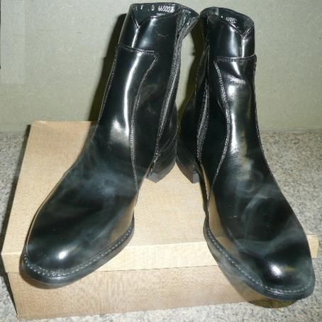 Vtg Black Leather Ankle Half Boots Motorcycle Dress Cowboy Shoes 11 D