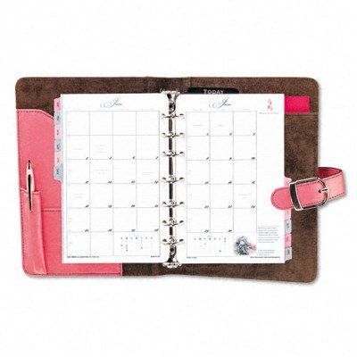 Day Timer Desk Size Napa Leather Pink Ribbon Organizer Planner Starter