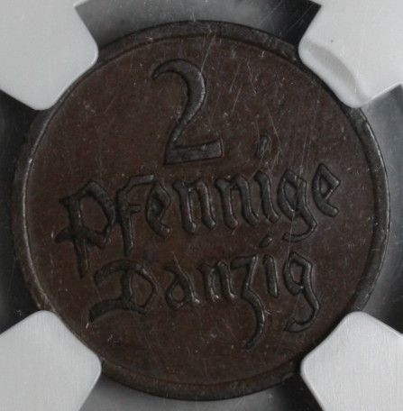 offered is a high quality danzig 2 pfennig minted in 1923 certified by