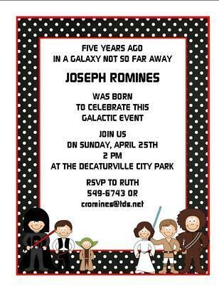 Personalized Star Wars Theme Birthday Party Invitations