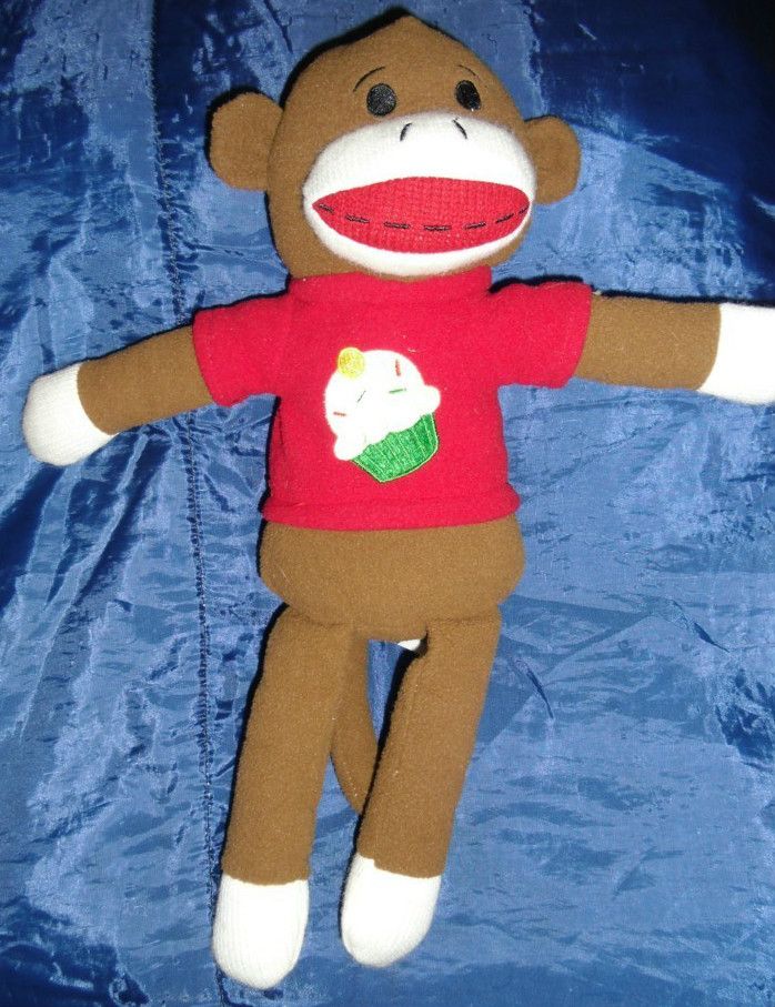 Sock Monkey Cupcake Plush 16 Dan Dee Cute Soft Stuffed Animal FS