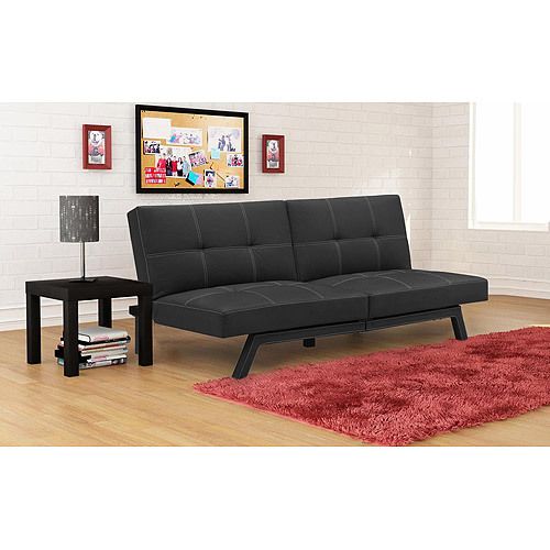 Delaney Split Back Contemporary Faux Leather Convertible Futon Sofa