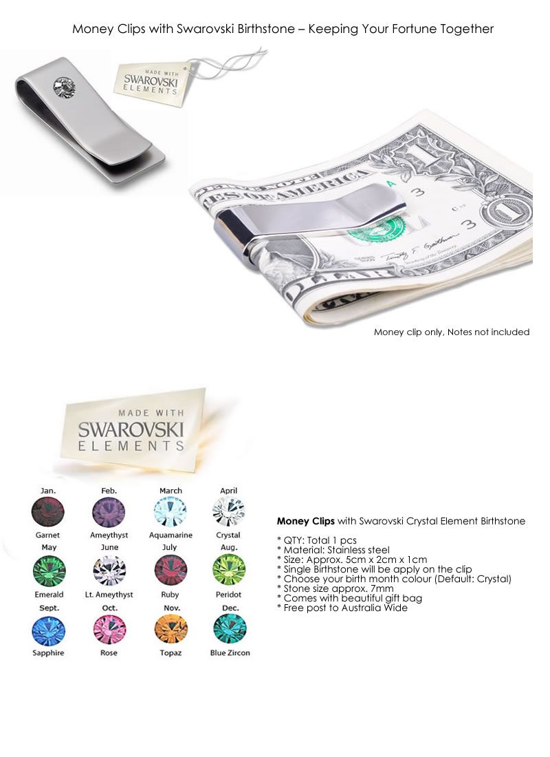 Money Clips with Swarovski Element Birthstone – Keeping Your Fortune