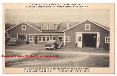 Meadville PA c1950 Keenes Antique Shop RT 322 RARE Unsent Postcard