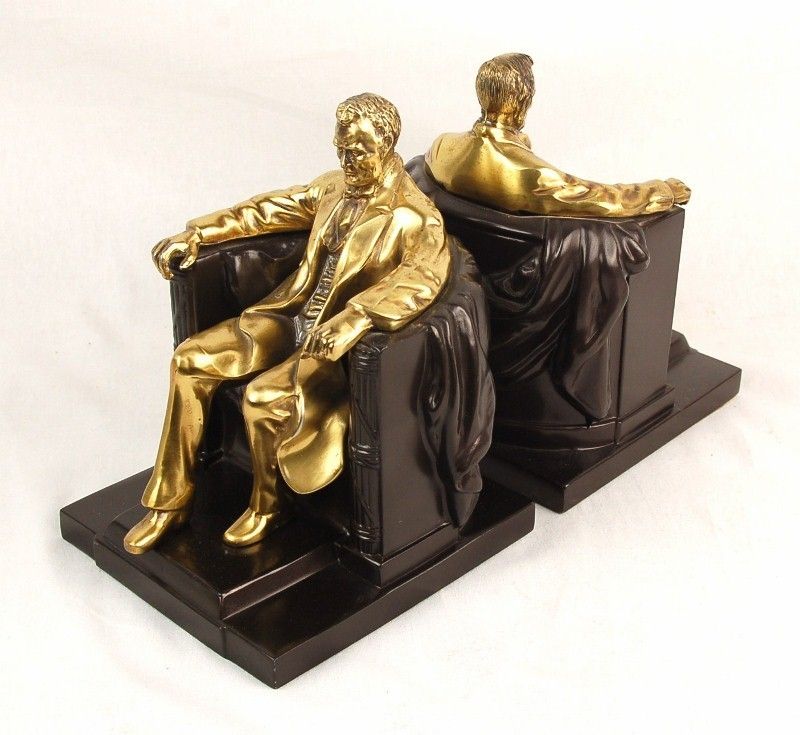  Lincoln in the Chair Bookends after Memorial by Daniel Chester French