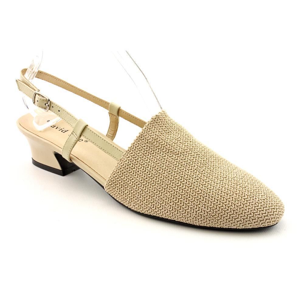 David Tate Lori Womens Size 9 5 Beige x Narrow Fabric Slingbacks Shoes