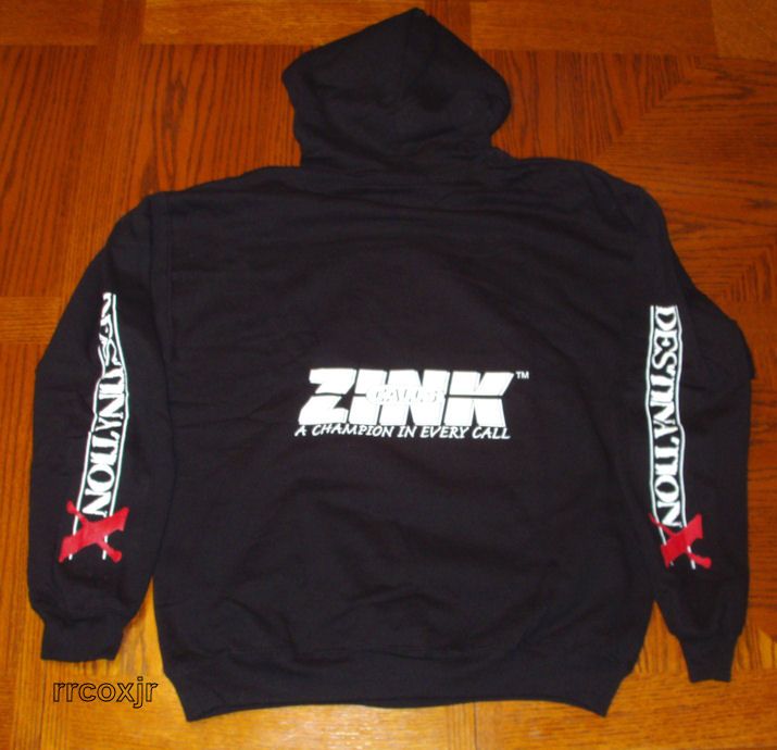 FRED ZINK CALLS DESTINATION X HOODIE HOODED SWEATSHIRT BLACK NEW