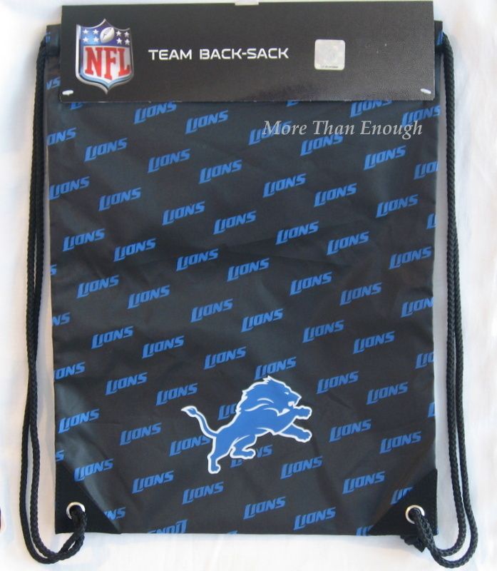 Detroit Lions Draw String Bag sack gym tote back pack NFL Official