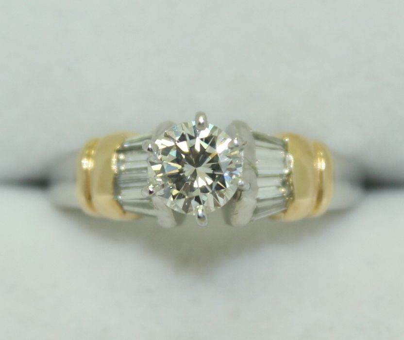  18K Gold $9500 Engagement Ring w Papers Diamond Round Center