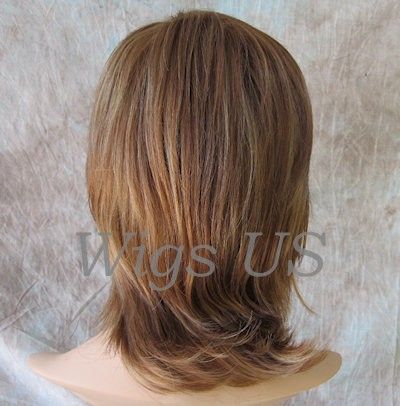 Wiigs Medium Long Side Bang Flipped Ends Style Wig Blonde Red Brown