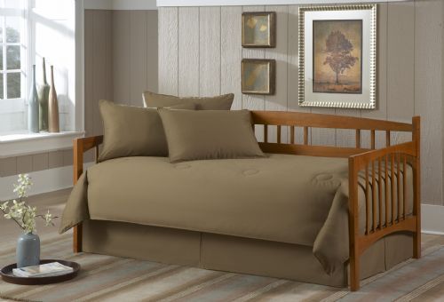 New in Bag 5pc Solid Khaki Daybed Comforter Set