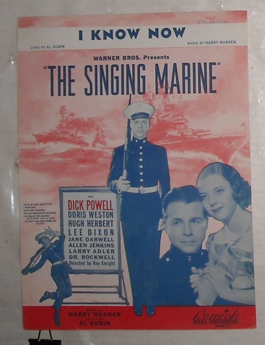 1937 The Singing Marine Soundtrack Sheet Music Powell