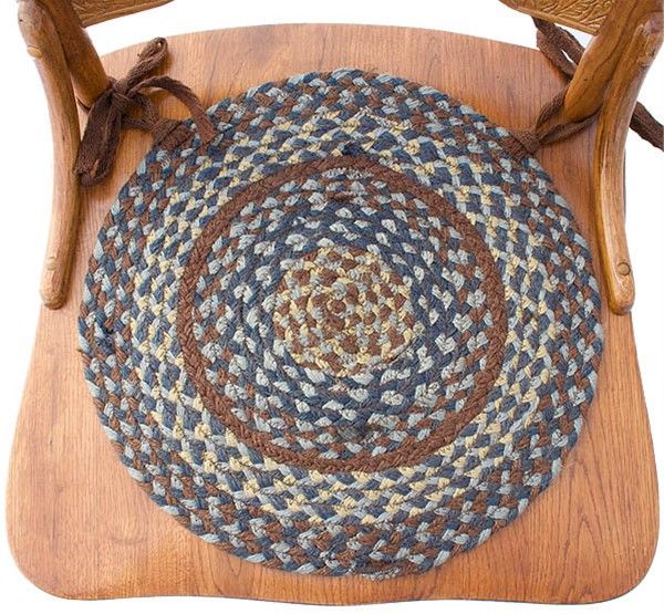 Braided Chair Pads River Stone Blue Primitive Country Dining Room