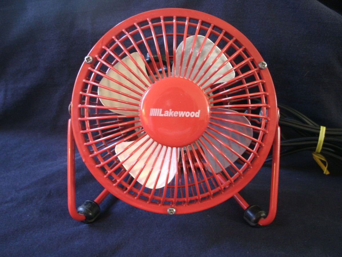   Fan 4 Blades All Metal Construction High Velocity Red Desktop Fan