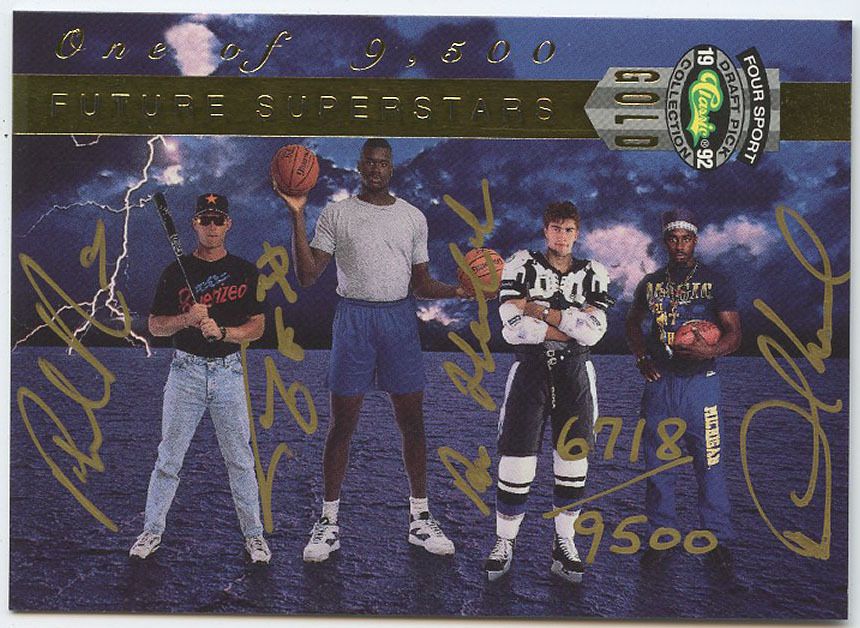 SHAQUILLE ONEAL DESMOND HOWARD HAMRLIK NEVIN 1992 CLASSIC ROOKIE QUAD