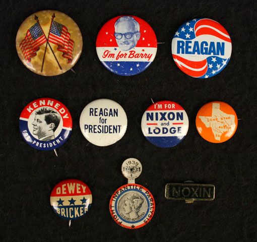  Campaign Buttons Kennedy Reagan Nixon Goldwater Dewey