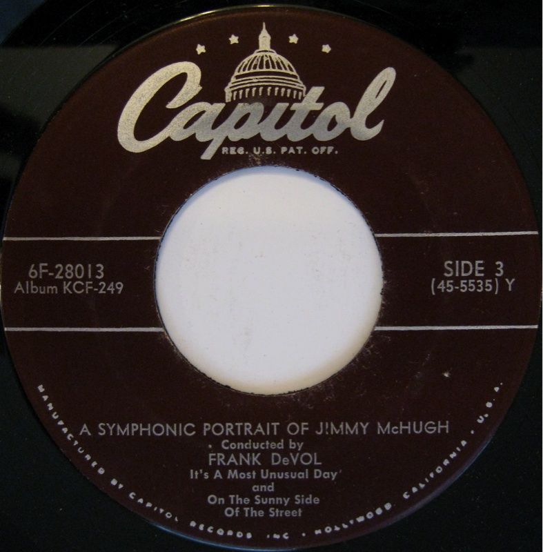 Frank Devol Plays Jimmy McHugh Lot of 3 45s on Capital