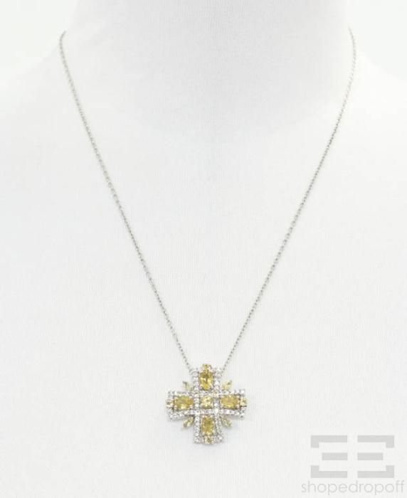  Ripka Sterling Silver Diamond Citrine Cross Pendant Necklace