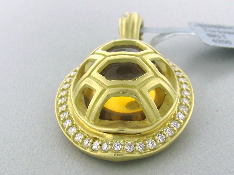 Slane Slane 18K Gold Diamond Citrine Tortoise Pendant