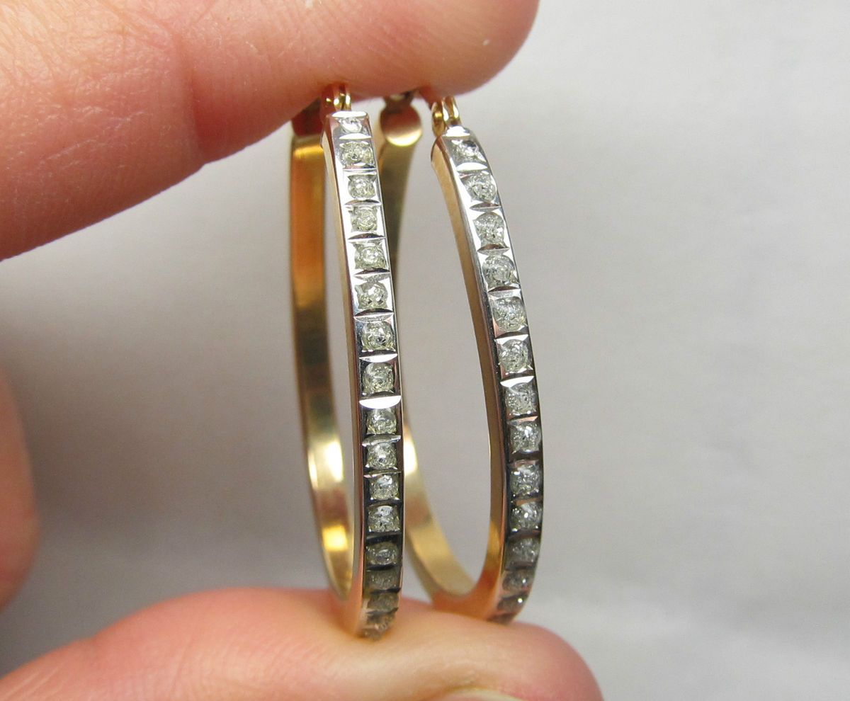 Zalesnew 14k Diamond Fascination Large 30mm 1 2 Oval Hoop Earrings