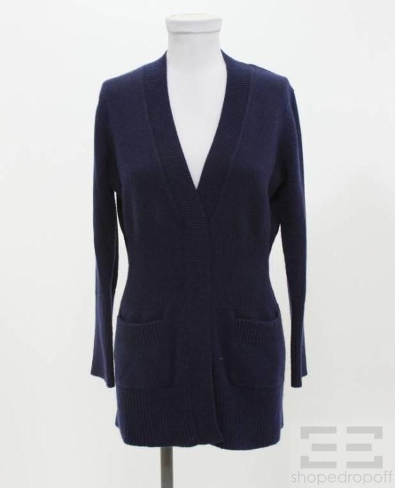 derek lam navy blue cashmere v neck sweater sz m