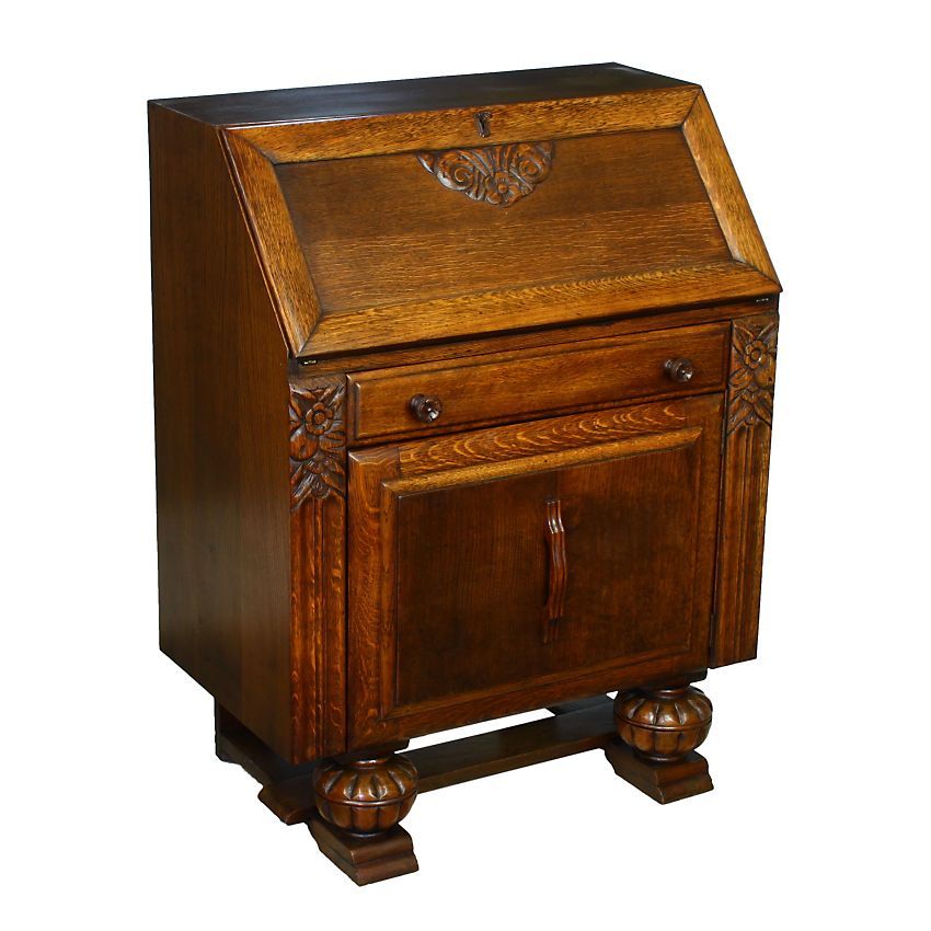  Deco Period Carved Oak Home Office Writing Table Desk Bureau X