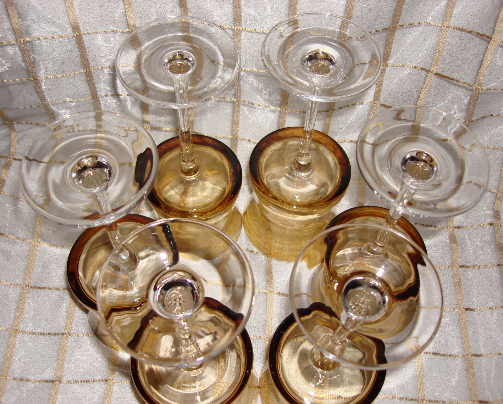 Vintage Amber Topaz Wine Dessert Glasses 6 Excellent Condition Gently