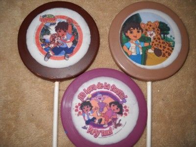 Chocolate Dora, Diego, & Boots Edible Decal Lollipop/Favor