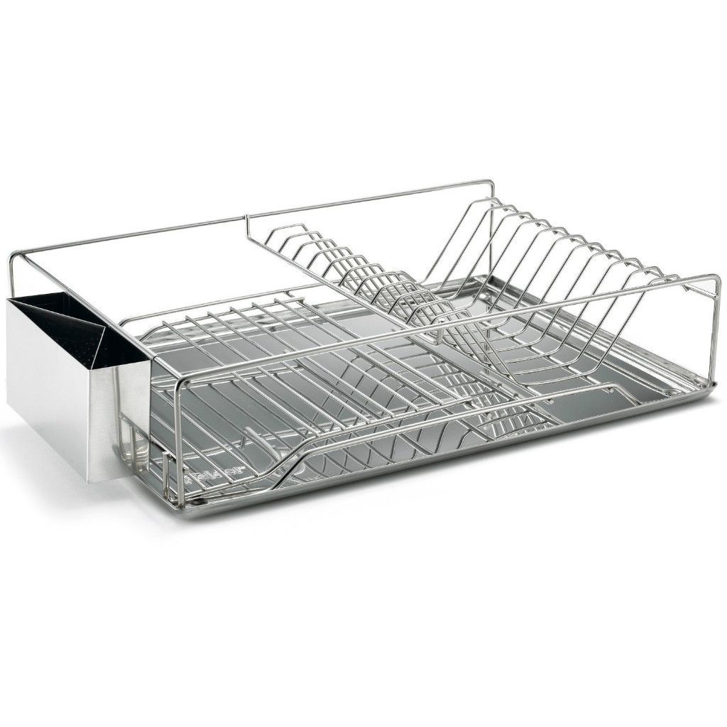  Steel Mirror Finis Dish Sink Drying Rack Drainer Utensil Holder