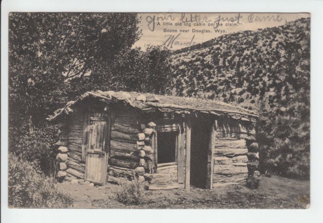 1910 Log Cabin Home Douglas Wyoming WY Postcard