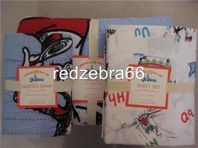  Barn Kids Dr Seuss Twin Quilt Standard Sham Sheet Set 5pc New