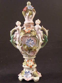 Antique Meissen Dresden Vase Urn Perfume Bottle German Porcelain