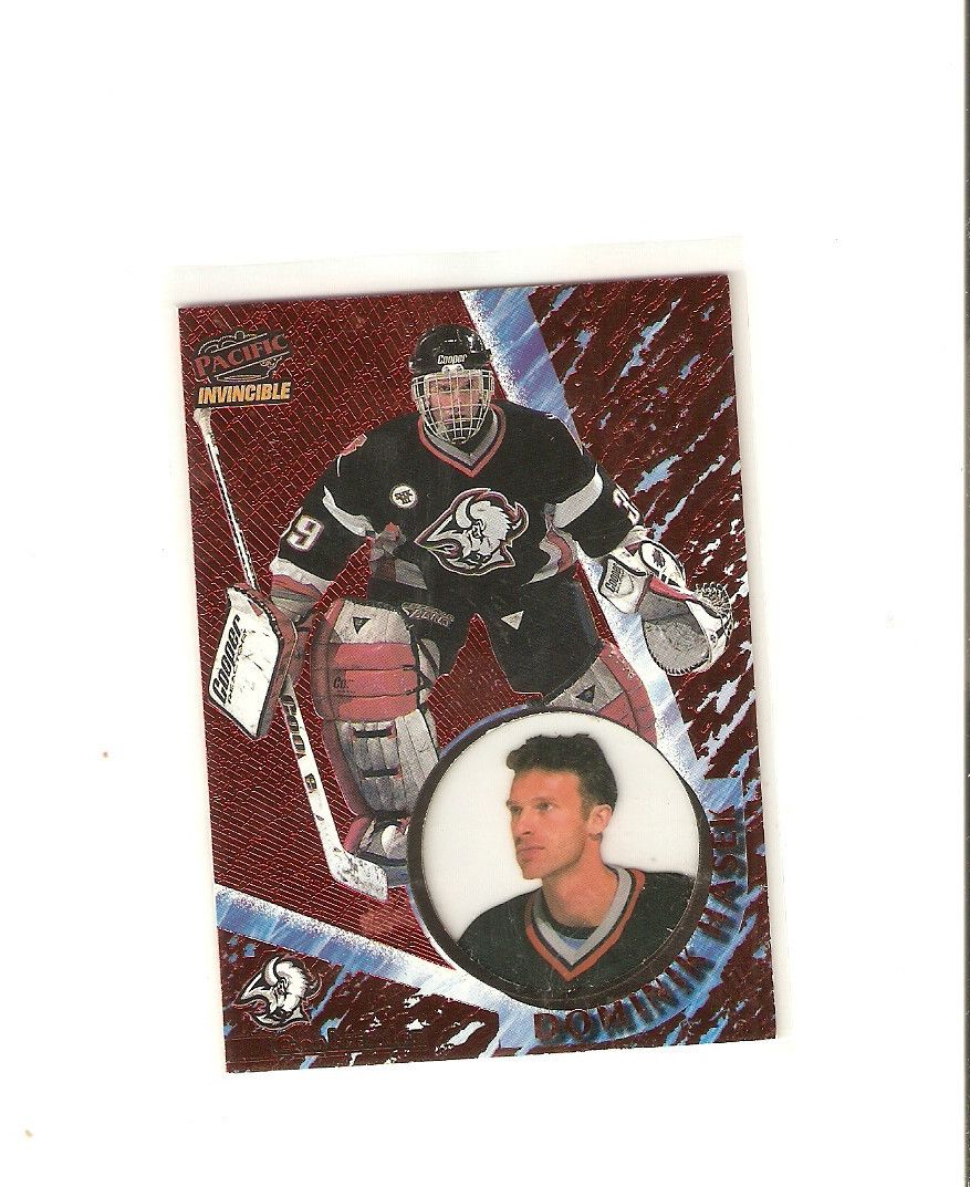 Dominik Hasek 1997 98 Pacific Invincible Red Parallel Card 12 Sabres