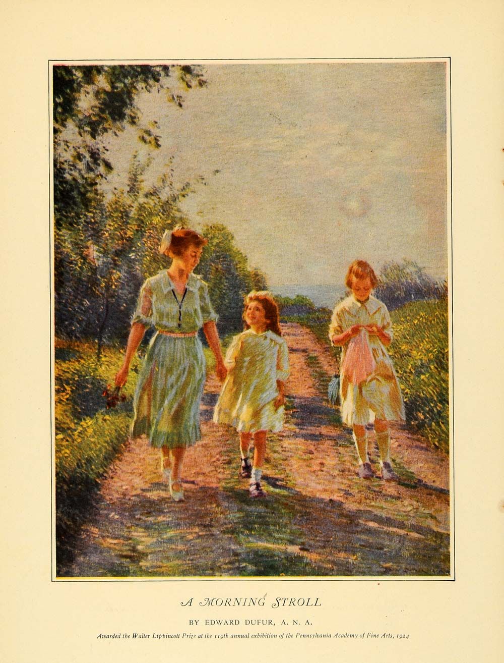 1924 Print Morning Stroll Dufur Walter Lippincott Prize   ORIGINAL