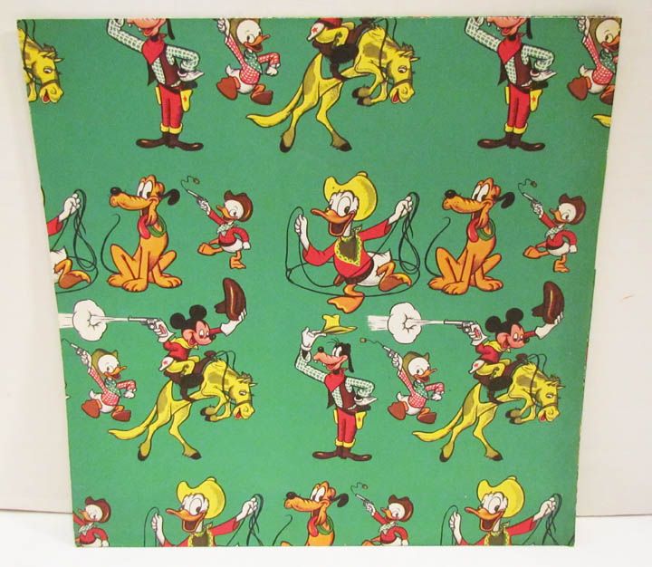 Walt Disney Character 1950s Unused Gift Wrap Wrapping Paper Cowboy