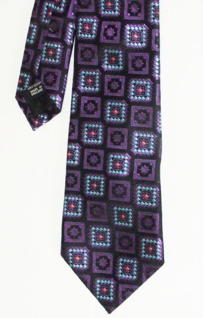 Duchamp Mens Tie Attractive Bright Multi Patterned Purple Tie MSRP $