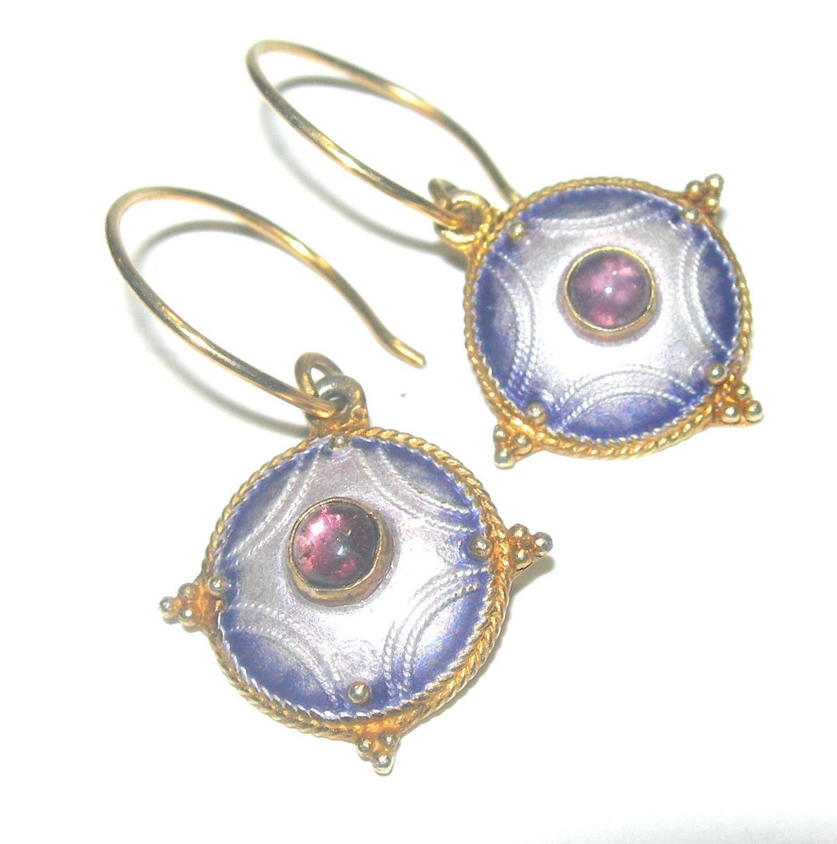 Beautiful Vintage Gold Over Sterling Silver Purple Enamel Amethyst