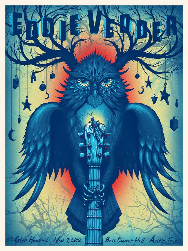 Eddie Vedder Poster w Glen Hansard Austin TX 2012 Jeff Soto Pearl Jam