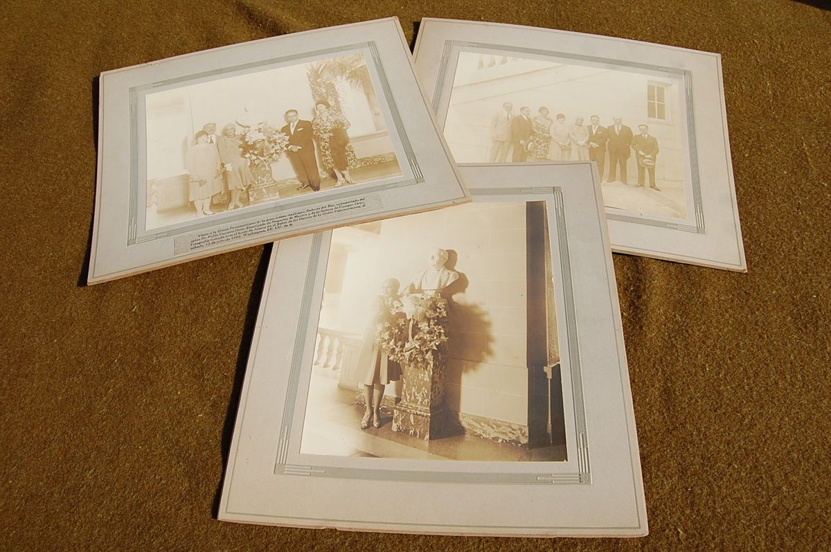 1929 DOLORES DEL RIO Set of 3 Cabinet Photos of Benito Juarez Statue