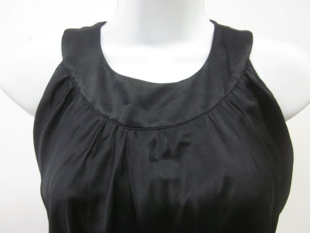 ou are bidding on a DOMENICO VACCA Black Silk Sleeveless Ruched