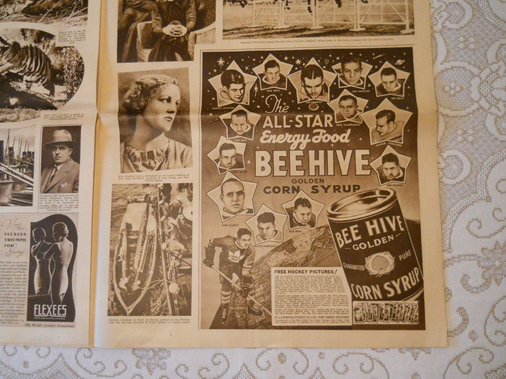 RARE 1936 Ad of Group 1 1934 1943 Bee Hive Beehive Hockey