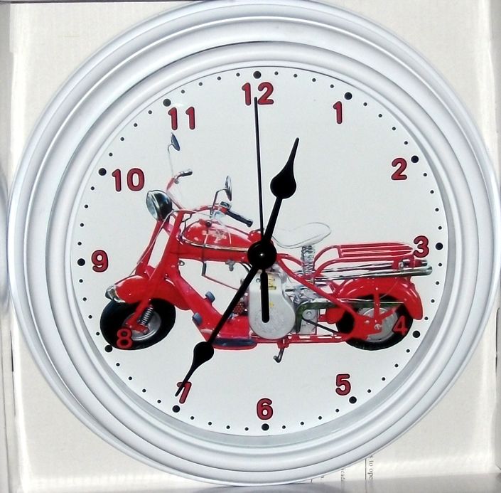 Classic Cushman 1952 Red Eagle Scooter Custom Motorcycle Wall Clock