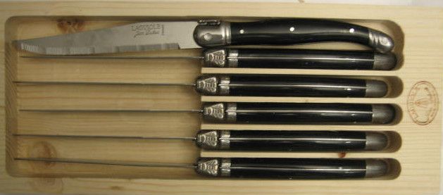 LAGUIOLE Jean Dubost Steak Knife Set Black Handle Made in France