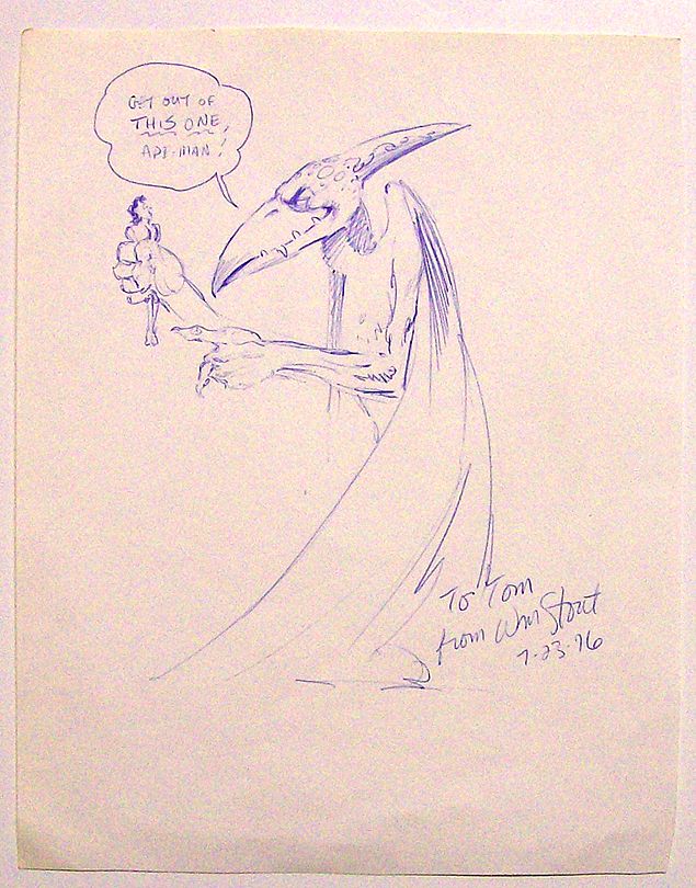 BILL STOUT DRAWING PTERODACTYL WITH TARZAN IN JEOPARDY 1976