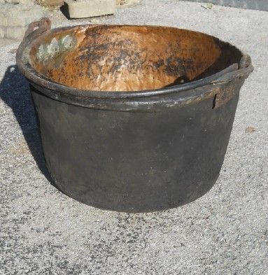 19thC Oversize Copper Scalding Apple Butter Kettle 28