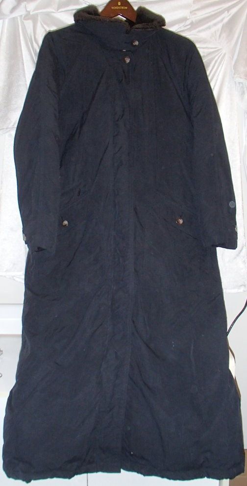 Eddie Bauer Long Down Winter Trench Coat Overcoat Black Womens Small