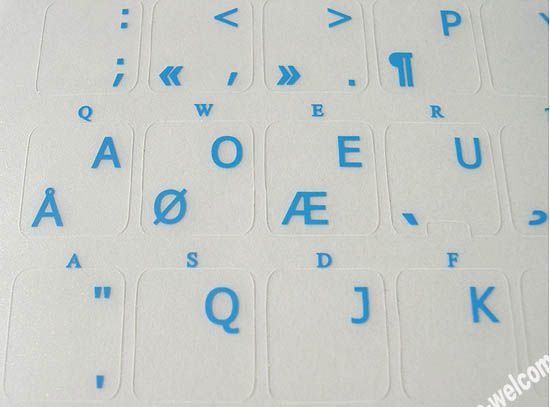 Programmer Dvorak Keyboard Sticker Transp Blue Letters