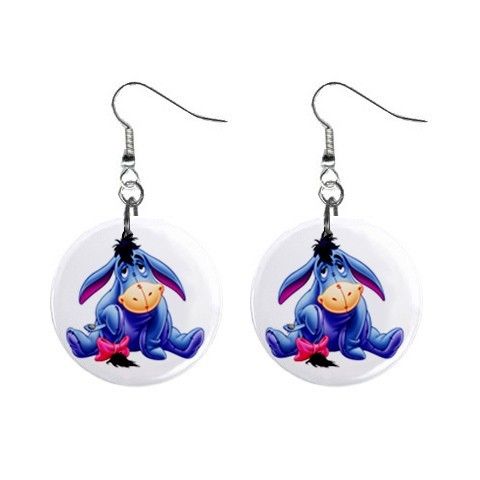 Button Dangle Earrings Eeyore Custom New